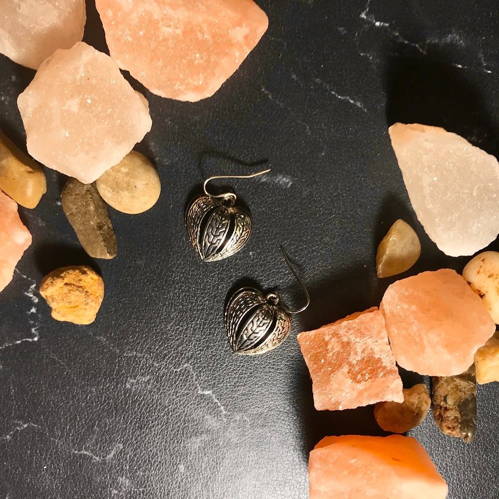 -Sterling Silver Heart Earrings